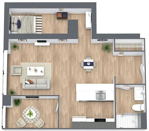Floor plan S7: 0 Bed 1 Bath