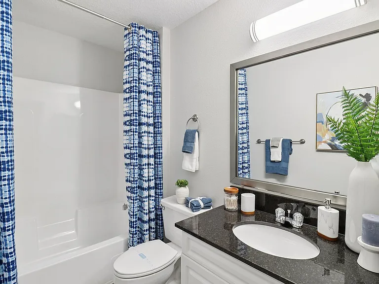 Modern bathroom with sleek finishes and functional layout