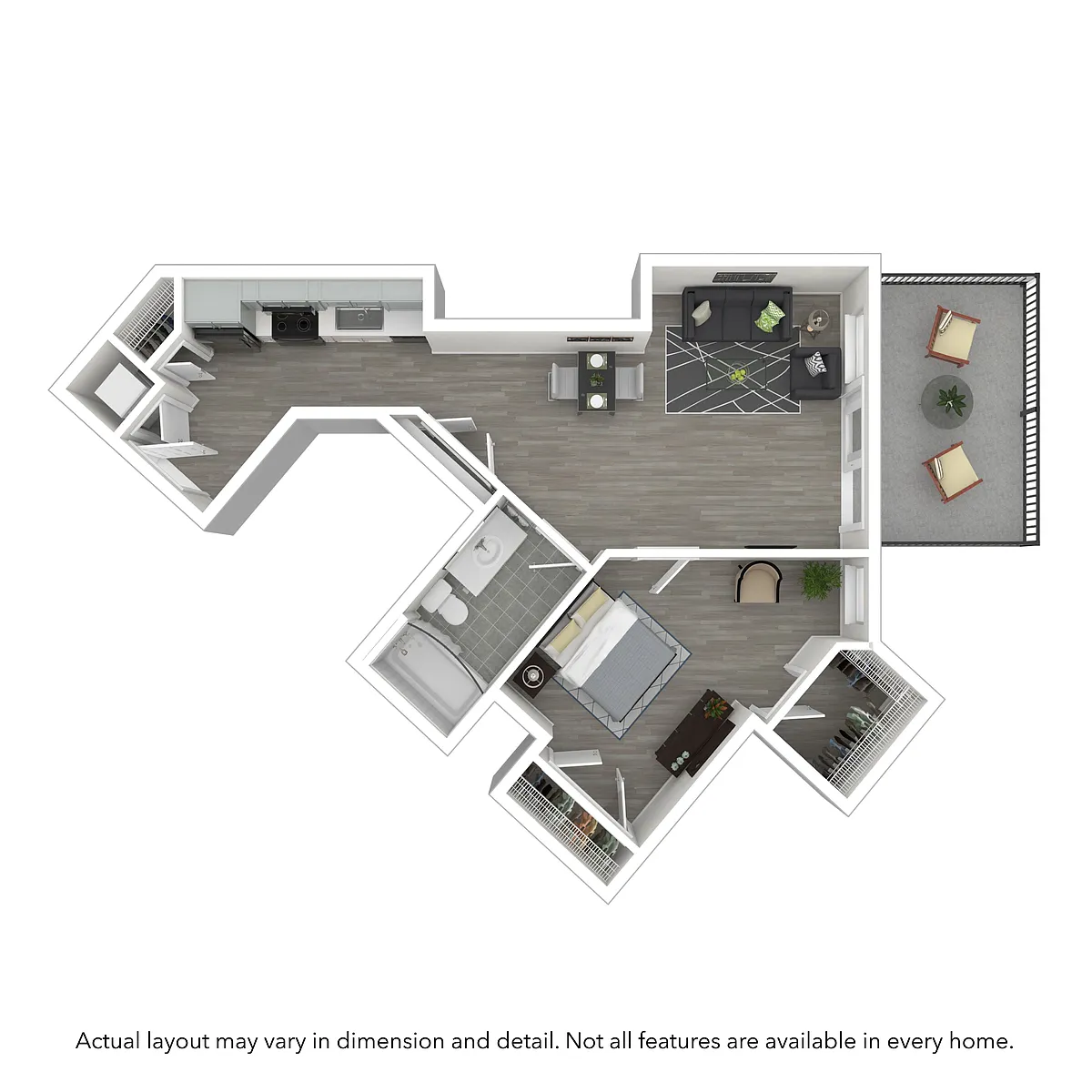 Floor plan 1x1 677 SF