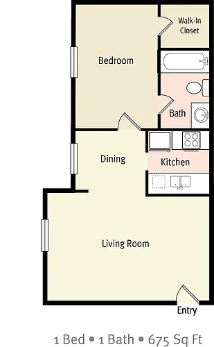 Floor plan 1x1B