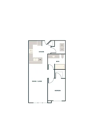Floor plan 1 Bed, 1 Bath - West Apt G