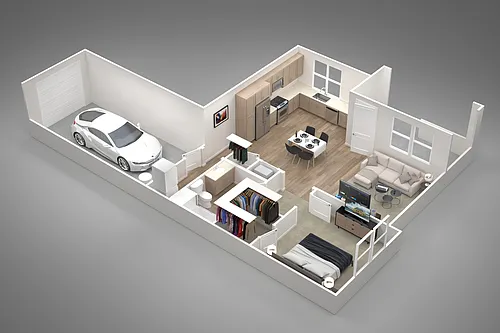 Floor plan 1 Bed/1 Bath