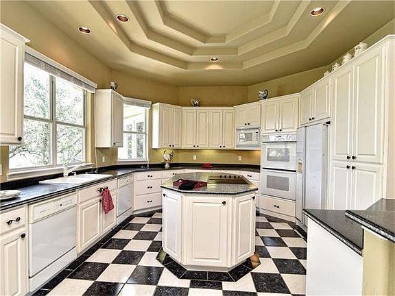 Kitchen with lake views