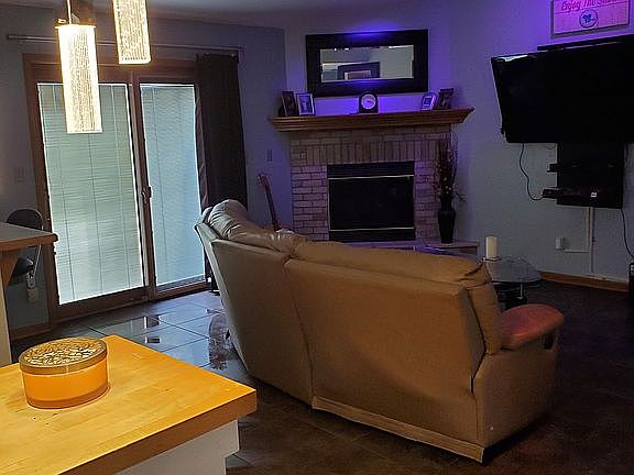 Living area with patio doors