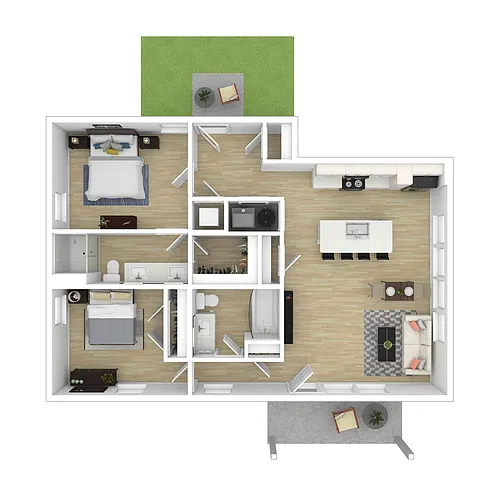 Floor plan 2 BR Stacked Duplex- Ground