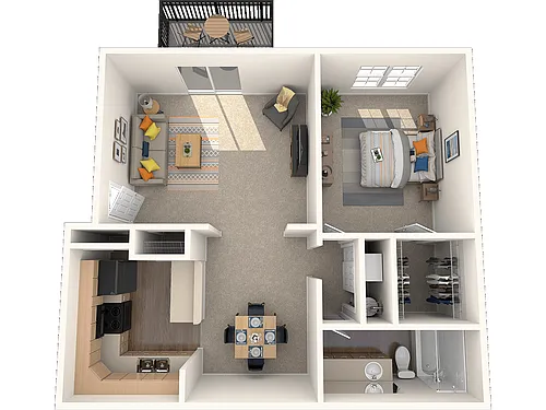 Floor plan 1 Bed - 1 Bath