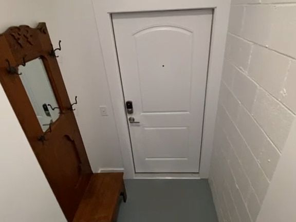 Entryway at base of stairs.