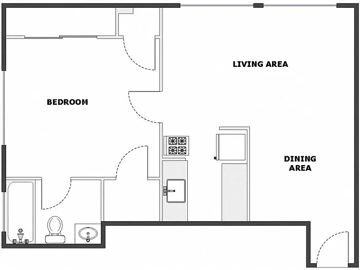 Floor plan 1 Bed / 1 Bath: Type C