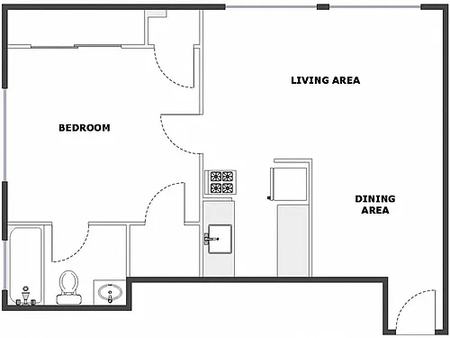 Floor plan 1 Bed / 1 Bath: Type C