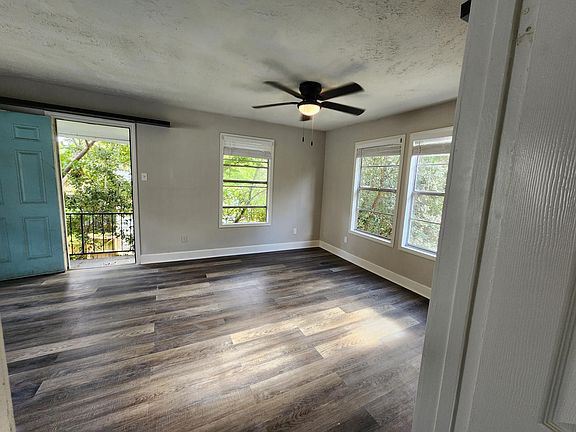View of living room from bedroom doorway