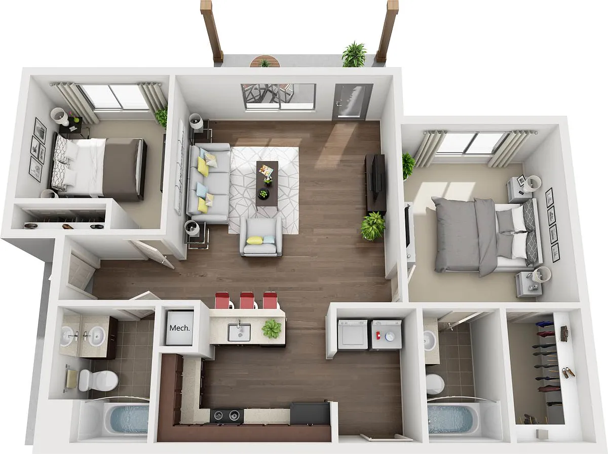 Floor plan 2x2 DAG Walnut
