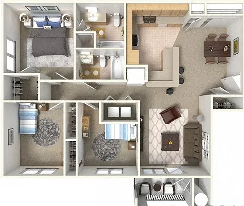 Floor plan 3 BEDROOM 2 BATH