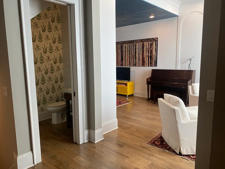 Main floor, living & dining, half-bath.