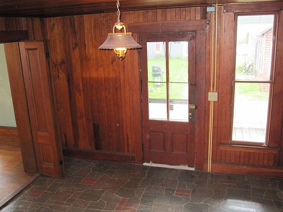 A view of the front entryway from the stairs.
