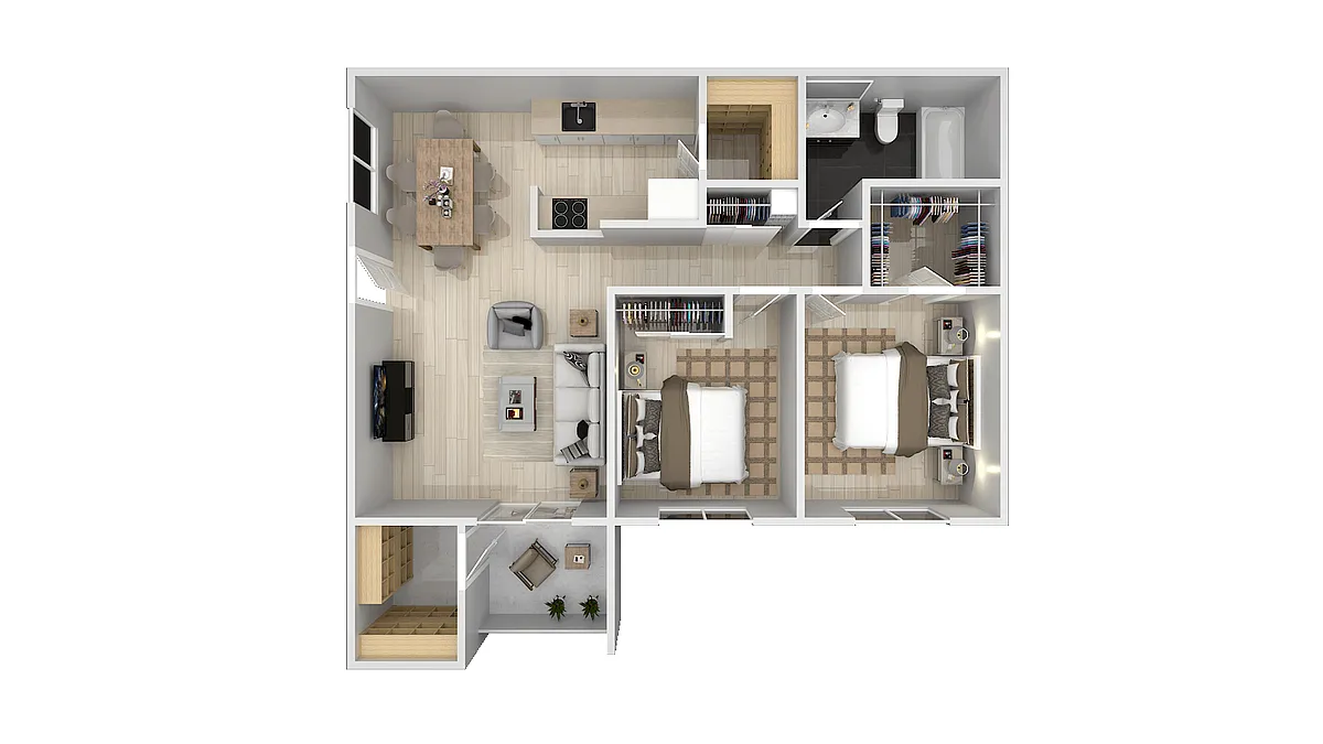 Floor plan 2 Bedroom 1 Bath