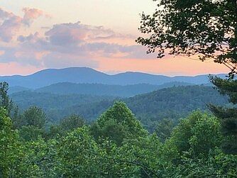 View from covered porch of Blue Valley, Rabun Bald in the Blue Ridge Mountains