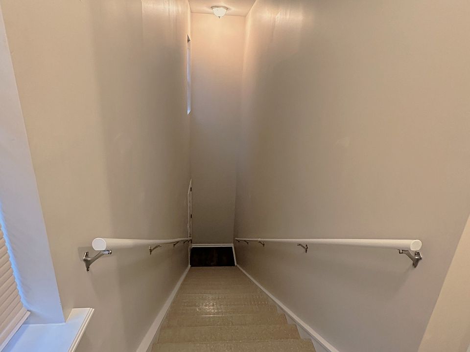 View from the top of stairs at the opening of the unit