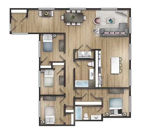 Floor plan 4 Bed 2 Bath