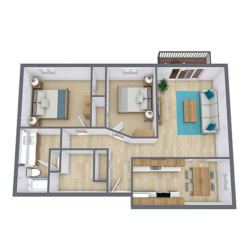 Floor plan Two Bedroom 21A