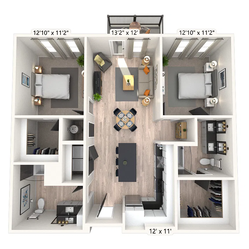 Floor plan B2 2x2 1124 SF-FP