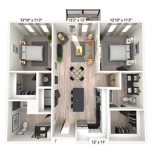 Floor plan B2 2x2 1124 SF-FP