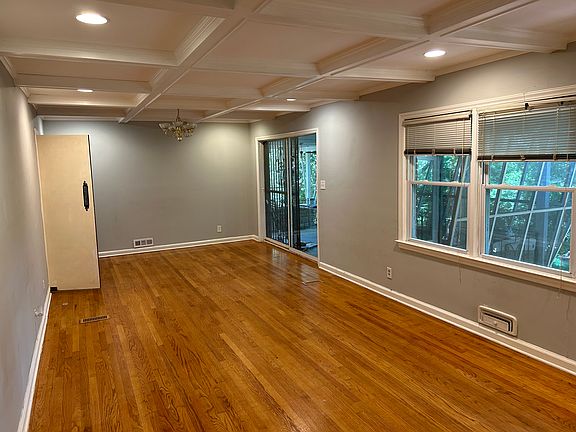 Coffered ceiling in living room.