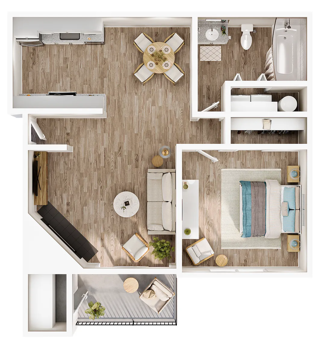 Floor plan 1 Bedroom / 1 Bathroom