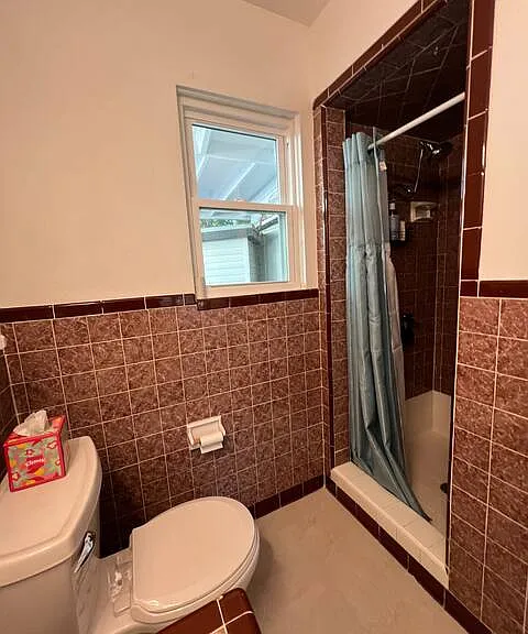 Primary bathroom with shower.