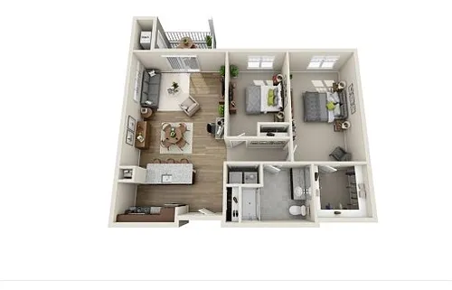 Floor plan 2 Bedroom - 1 Bath