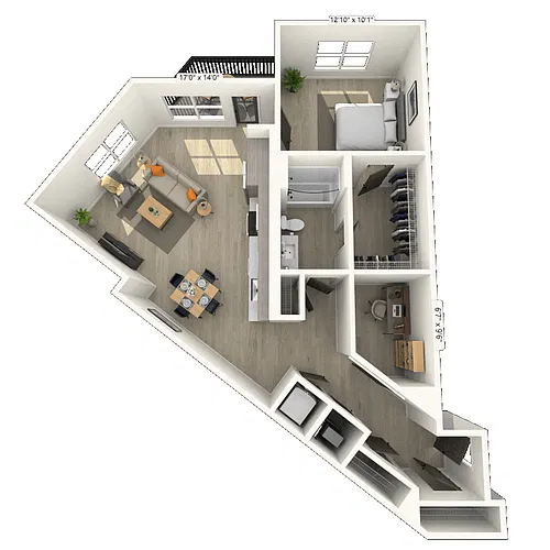 Floor plan A6 1x1 1016 SF-FP