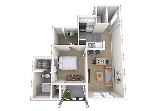 Floor plan Traditional 1x1 620 SF