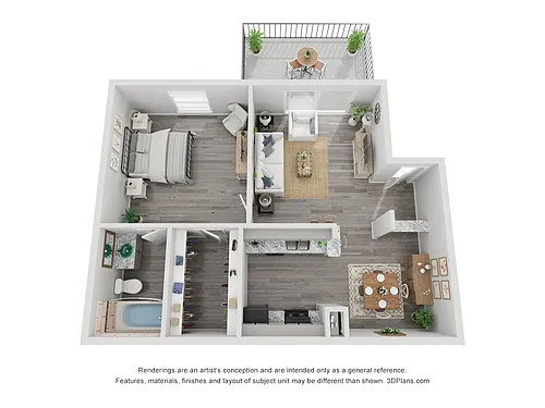 Floor plan 1x1A Renovated 545 sq ft