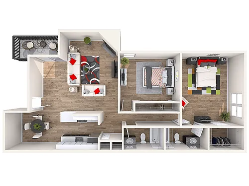 Floor plan B2: 2 Bed 2 Bath