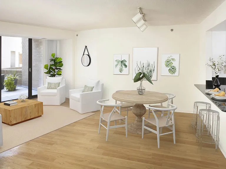 Kitchen and Dining Area with Hard Surface Flooring with Private Balcony