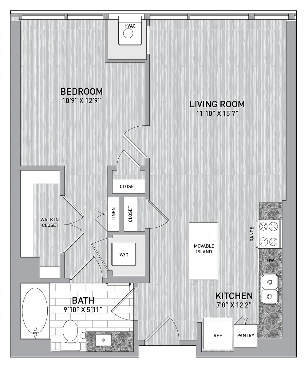 Floor plan 15/17 Stack - 1 Bed 1 Bath-A1.2