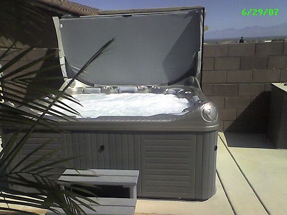 Jacuzzi in backyard