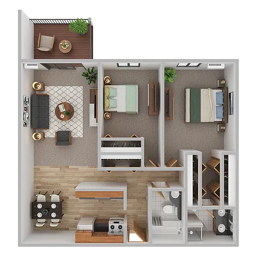 Floor plan 2 Bedroom 2 Bath