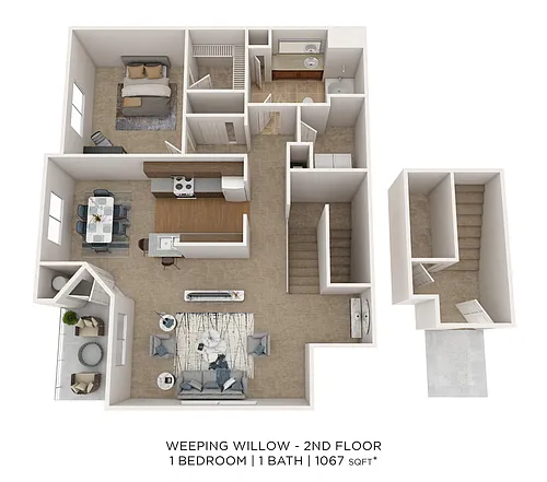 Floor plan One Bedroom - 1,067 sqft