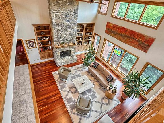 2-Story Natural Stone Wood Fireplace