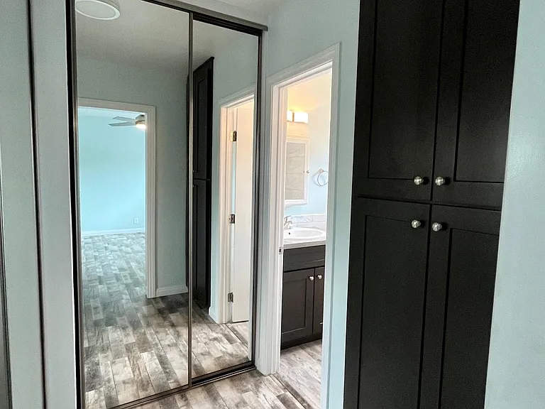 Master Bedroom-Hallway Storage Leading To En Suite Bath