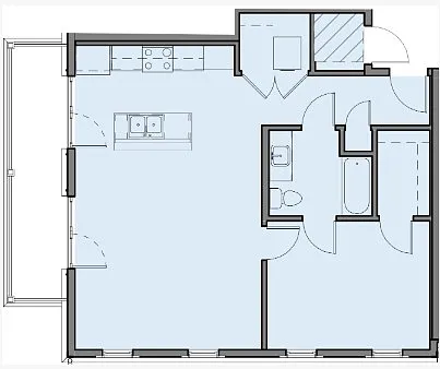 Floor plan 1 Bed 1 Bath Corner