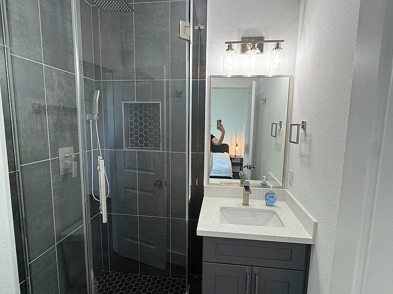 Standing Shower with Rainfall Shower Head and Wand