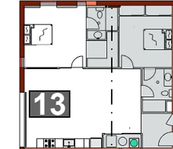 Floor plan 2 Bd w Overhead Garage Door