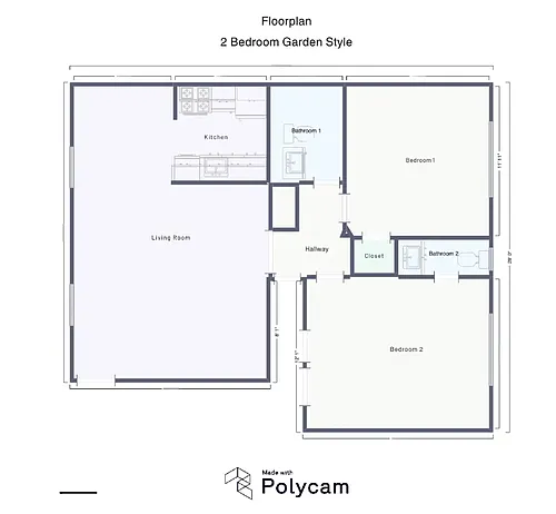 Floor plan 2 Bedroom Garden Style Renovated