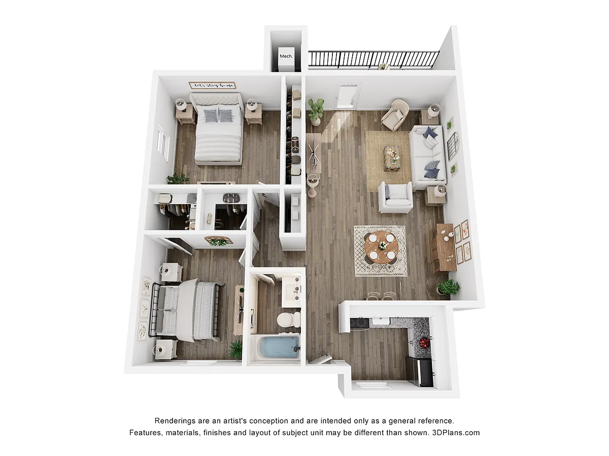 Floor plan B1 | 2 Bed | 1 Bath | Classic