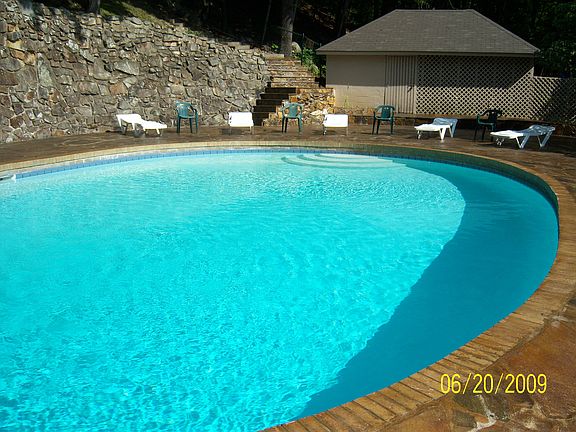 gunnite pool with stone deck