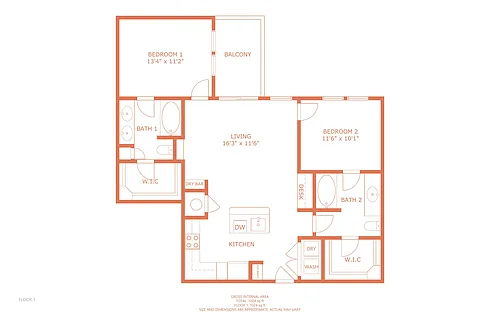 Floor plan 2 Bedroom 2 Bathroom