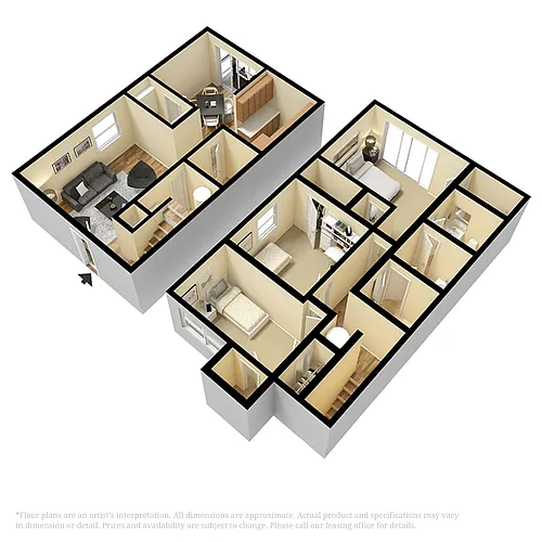 Floor plan 3 Bedroom 1.5 Bath Townhome