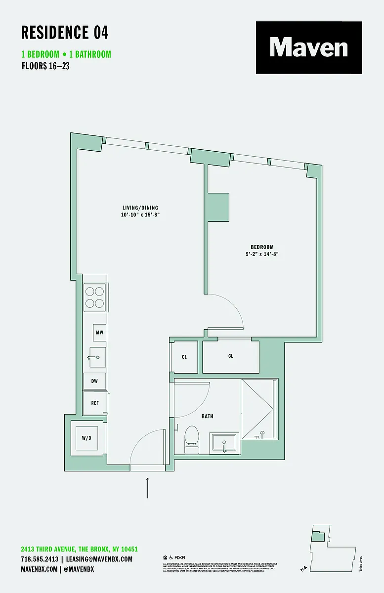 Floor plan 1 Bed/1 Bath-A10
