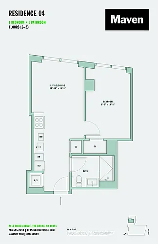 Floor plan 1 Bed/1 Bath-A10